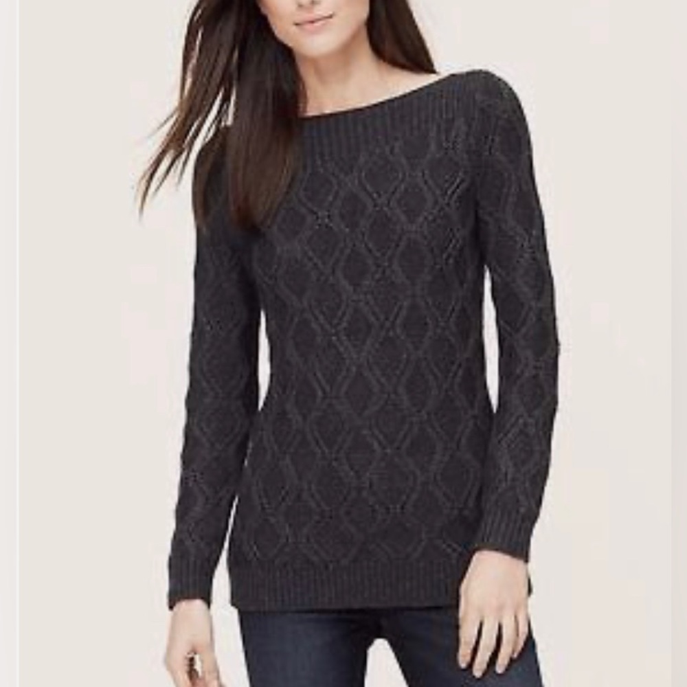 Ann Taylor LOFT Boatneck Cable Knit Sweater Size Small